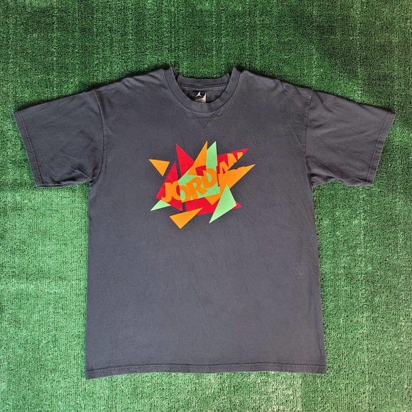 Vintage Air Jordan Space Jam Hare Shirt Retro Geometric Triangles Size Large - Picture 2 of 7